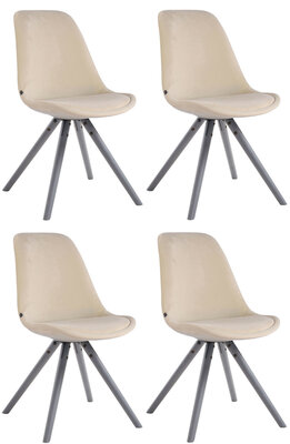Set van 4 Stoelen Teulouso Rond frame - Fluweel Creme,grijs