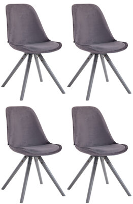Set van 4 Stoelen Teulouso Rond frame - Fluweel donkergrijs,grijs, Grijs
