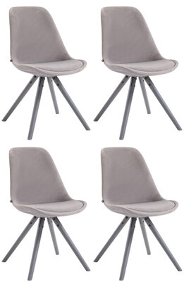 Set van 4 Stoelen Teulouso Rond frame - Fluweel grijs,grijs, Grijs