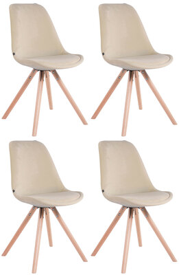 Set van 4 Stoelen Teulouso Rond frame - Fluweel Creme,natura
