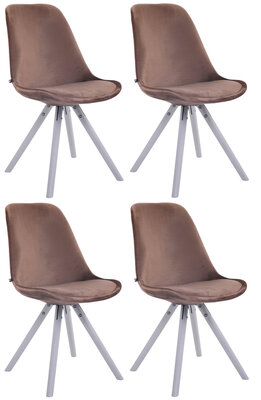 Set van 4 Stoelen Teulouso Rond frame - Fluweel bruin,wit, Bruin