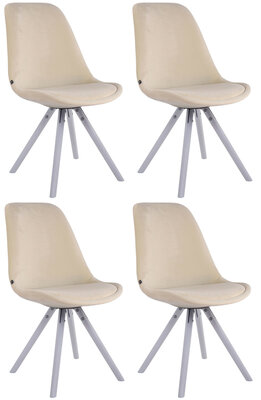 Set van 4 Stoelen Teulouso Rond frame - Fluweel Creme,wit