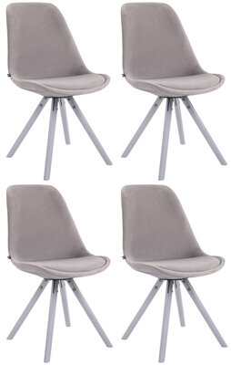 Set van 4 Stoelen Teulouso Rond frame - Fluweel grijs,wit, Grijs