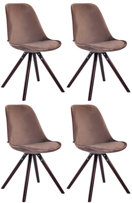 Set van 4 Stoelen Teulouso Rond frame - Fluweel bruin,cappuccino (eik), Bruin