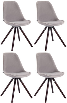 Set van 4 Stoelen Teulouso Rond frame - Fluweel grijs,cappuccino (eik), Grijs