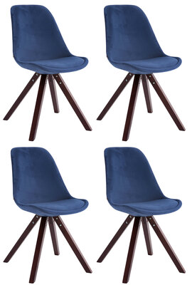 Set van 4 Stoelen Teulouso Vierkant frame - Fluweel Blauww,cappuccino