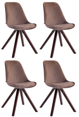 Set van 4 Stoelen Teulouso Vierkant frame - Fluweel bruin,cappuccino, Bruin