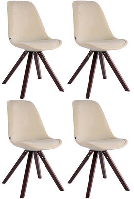 Set van 4 Stoelen Teulouso Vierkant frame - Fluweel Creme,cappuccino