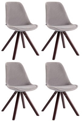 Set van 4 Stoelen Teulouso Vierkant frame - Fluweel grijs,cappuccino, Grijs