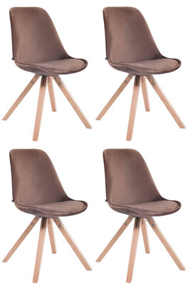 Set van 4 Stoelen Teulouso Vierkant frame - Fluweel bruin,natura, Bruin