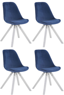 Set van 4 Stoelen Teulouso Vierkant frame - Fluweel Blauww,wit