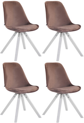 Set van 4 Stoelen Teulouso Vierkant frame - Fluweel bruin,wit, Bruin