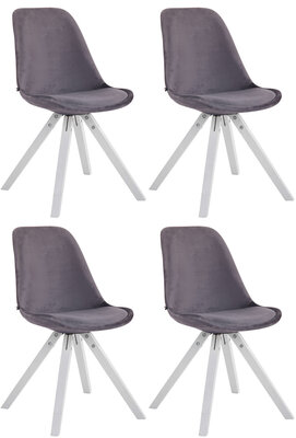 Set van 4 Stoelen Teulouso Vierkant frame - Fluweel donkergrijs,wit, Grijs