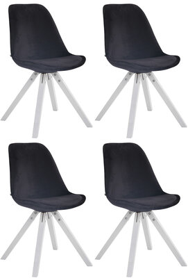 Set van 4 Stoelen Teulouso Vierkant frame - Fluweel zwart,wit, Zwart