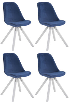 Set van 4 Stoelen Teulouso Vierkant frame - Fluweel Blauww,wit (eik)