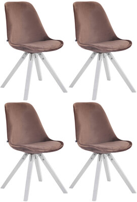 Set van 4 Stoelen Teulouso Vierkant frame - Fluweel bruin,wit (eik), Bruin