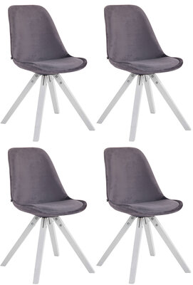 Set van 4 Stoelen Teulouso Vierkant frame - Fluweel donkergrijs,wit (eik), Grijs