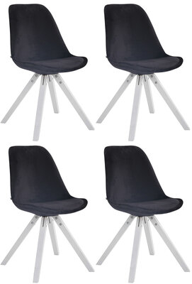 Set van 4 Stoelen Teulouso Vierkant frame - Fluweel zwart,wit (eik), Zwart