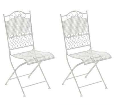 Set van 2 opvouwbare tuinstoelen Karin antiek/wit, Wit