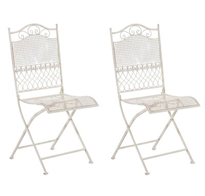 Set van 2 opvouwbare tuinstoelen Karin antiek/Creme