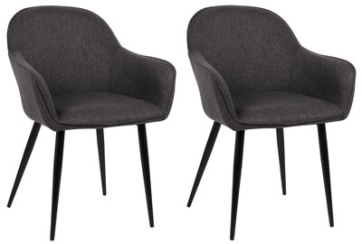 Set van 2 Eetkamerstoelen Beiso Stof zwart, Zwart