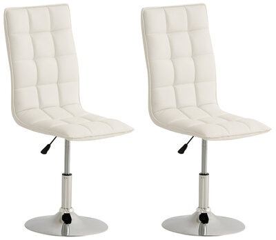 Set van 2 Eetkamerstoelen Pikeng - Kunstleer wit, Wit