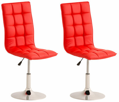 Set van 2 Eetkamerstoelen Pikeng - Kunstleer rood, Rood