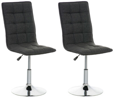 Set van 2 Eetkamerstoelen Pikeng Stof donkergrijs, Grijs