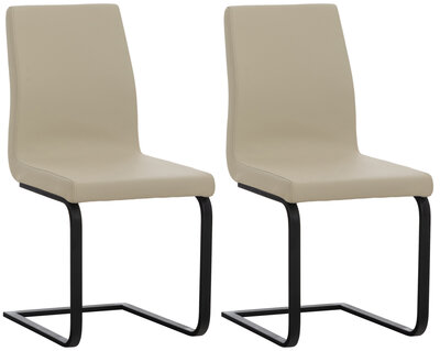 Set van 2 eetkamerstoelen Billia Creme,Kunstleer