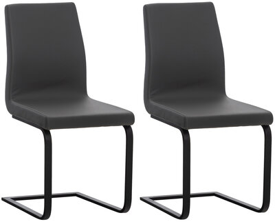 Set van 2 eetkamerstoelen Billia grijs,Kunstleer, Grijs