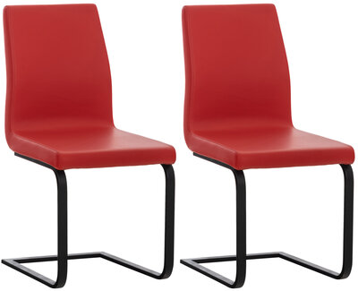 Set van 2 eetkamerstoelen Billia rood,Kunstleer, Rood