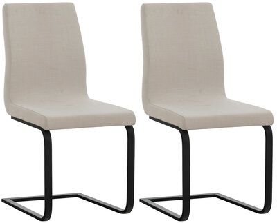 Set van 2 eetkamerstoelen Billia wit,Stof, Wit