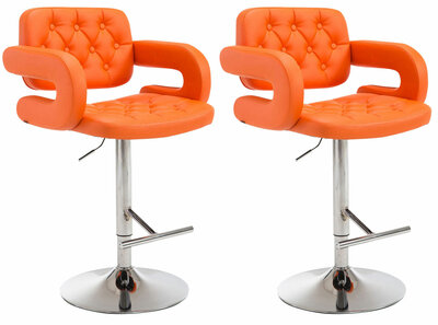 Set van 2 barkrukken Diblun Kunstleer oranje, Oranje