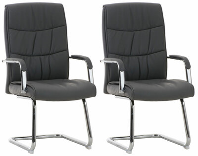 Set van 2 Cora eetkamerstoelen - Kunstleer grijs, Grijs