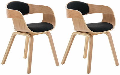 Set van 2 Kongstin eetkamerstoelen Stof natura/zwart,natura, Zwart