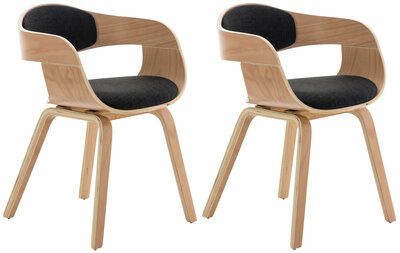 Set van 2 Kongstin eetkamerstoelen Stof natura/donkergrijs,natura, Grijs