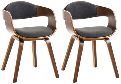 Set van 2 Kongstin eetkamerstoelen Stof walnoot/donkergrijs,walnoot, Grijs