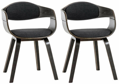 Set van 2 Kongstin eetkamerstoelen Stof grijs/donkergrijs,grijs, Grijs