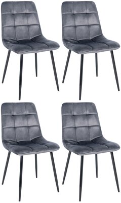 Set van 4 eetkamerstoelen Entibas - Zonder armleuning - Velvet - donkergrijs, Grijs