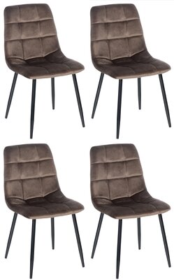 Set van 4 eetkamerstoelen Entibas - Zonder armleuning - Velvet - bruin, Bruin