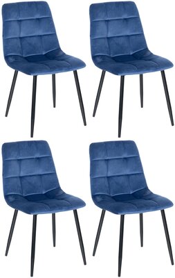 Set van 4 eetkamerstoelen Entibas - Zonder armleuning - Velvet - Blauww