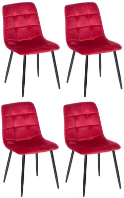 Set van 4 eetkamerstoelen Entibas - Zonder armleuning - Velvet - rood, Rood