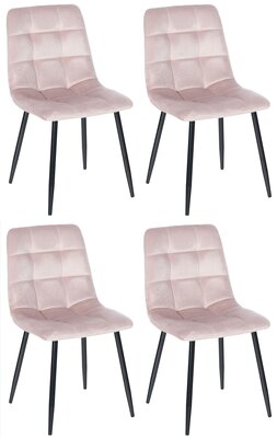 Set van 4 eetkamerstoelen Entibas - Zonder armleuning - Velvet - roze,