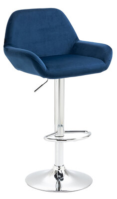 Barkruk Brigi fluweel Blauww,chroom