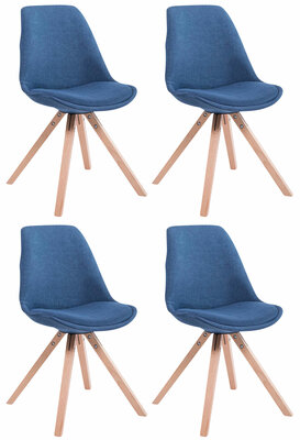 Set van 4 eetkamerstoelen Teulouso stof vierkant Blauww,natura