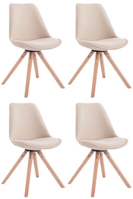 Set van 4 eetkamerstoelen Teulouso stof vierkant Creme,natura