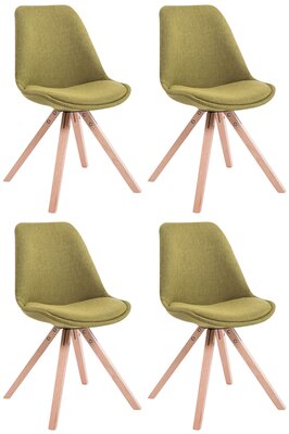 Set van 4 eetkamerstoelen Teulouso stof vierkant groen,natura, Groen