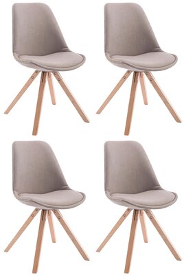 Set van 4 eetkamerstoelen Teulouso stof vierkant Taupe,natura