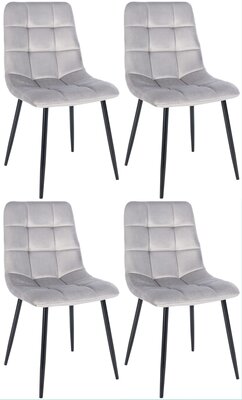 Set van 4 eetkamerstoelen Entibas - Zonder armleuning - Velvet - grijs, Grijs
