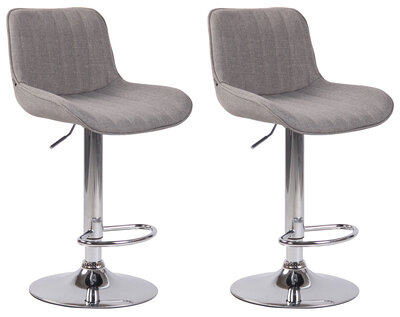 Set van 2 barkrukken Lintine stof grijs,chroom, Grijs